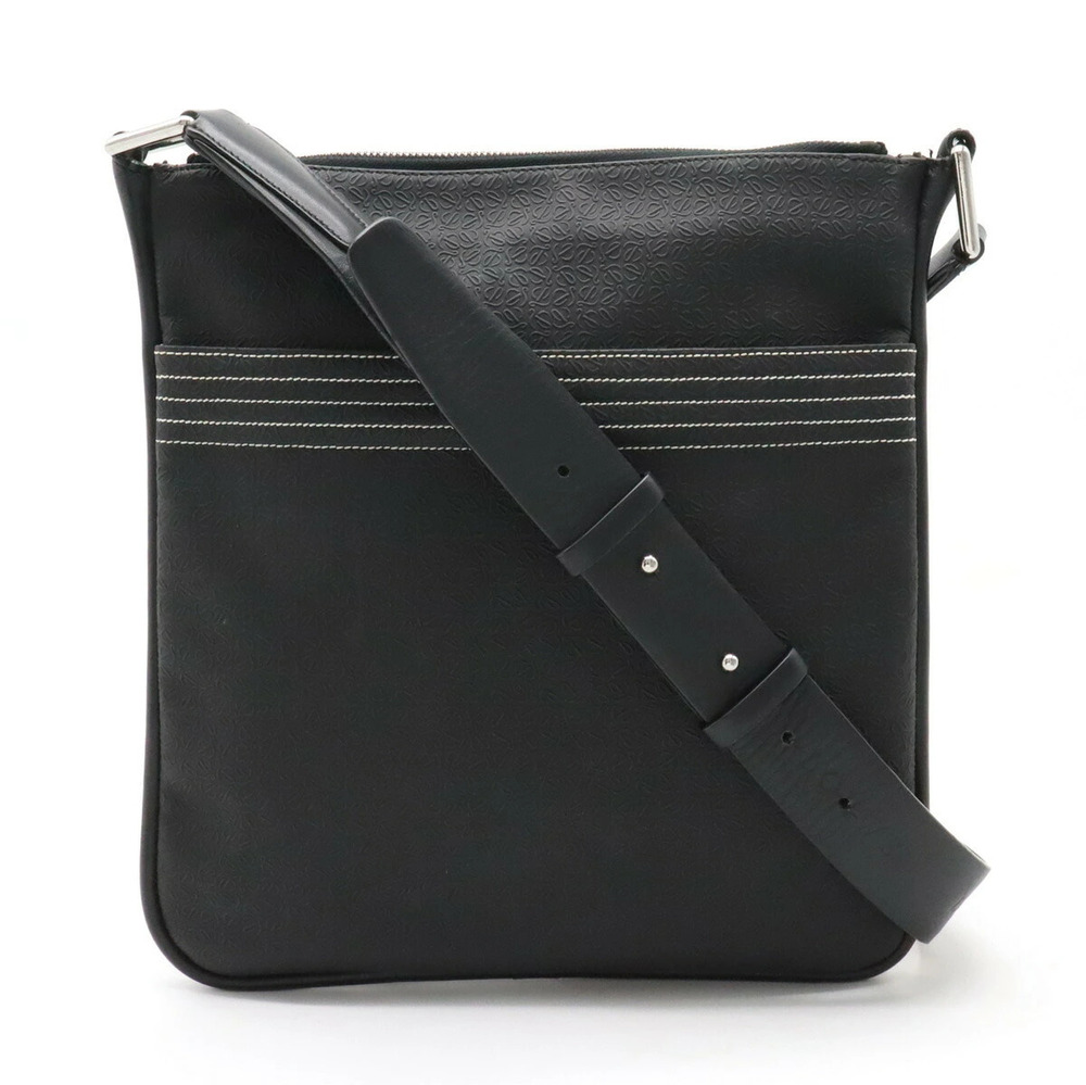 Loewe Repeat Anagram Crossbody Bag Embossed Leather Black